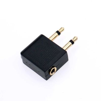 Airplane Headphone Adaptor Gold Plated 3.5mm Female to Double Male