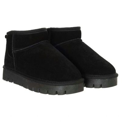 Uggaroo Black Lucie Mini Platform Slipper Boots Womens