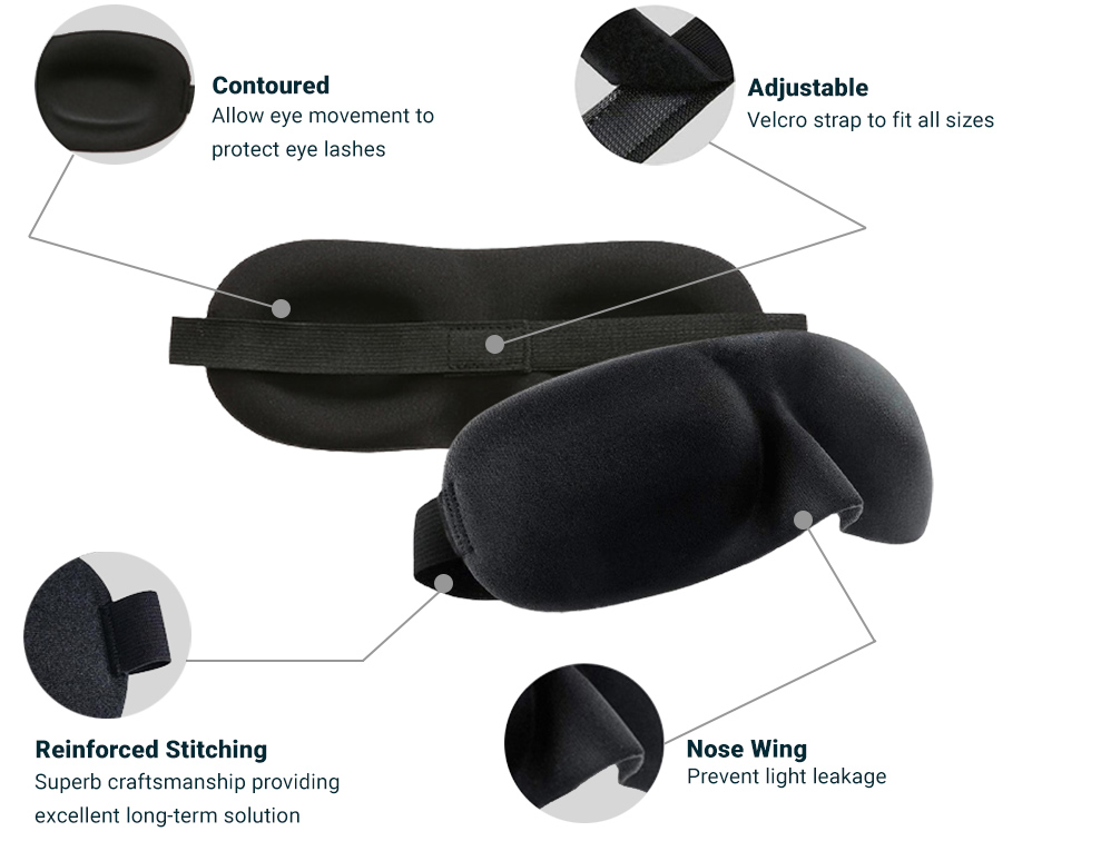 Travel Easy Black Contoured 3D Sleep Mask